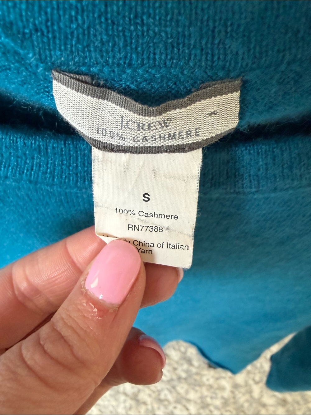J.Crew 100% Cashmere Crewneck Sweater Blue Teal for Spring, S - Picture 5 of 6
